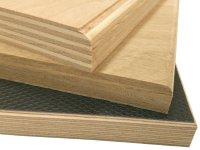 Profiled Plywood: Ovolo profiled beech-fir combi plywood, bullnosed oak throughout plywood and chamfered Carat pattern plywood